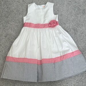 Gymboree White and Pink Striped Kids Dress